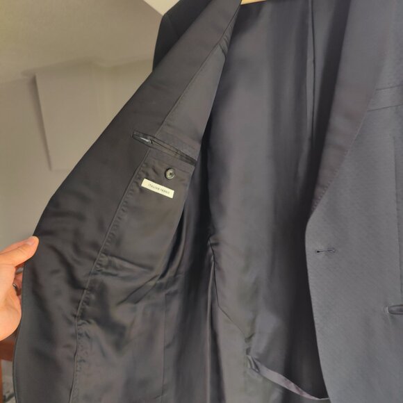 Club Monaco Dinner Jacket/Blazer (Size 40R); Navy Blue with Black Shawl Collar - Picture 2 of 3